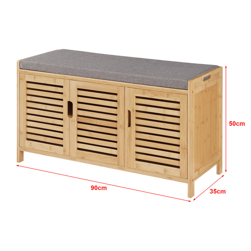 Maatschets [en.casa] Schoenenkast Selk 50x90x35 cm bamboe grijs