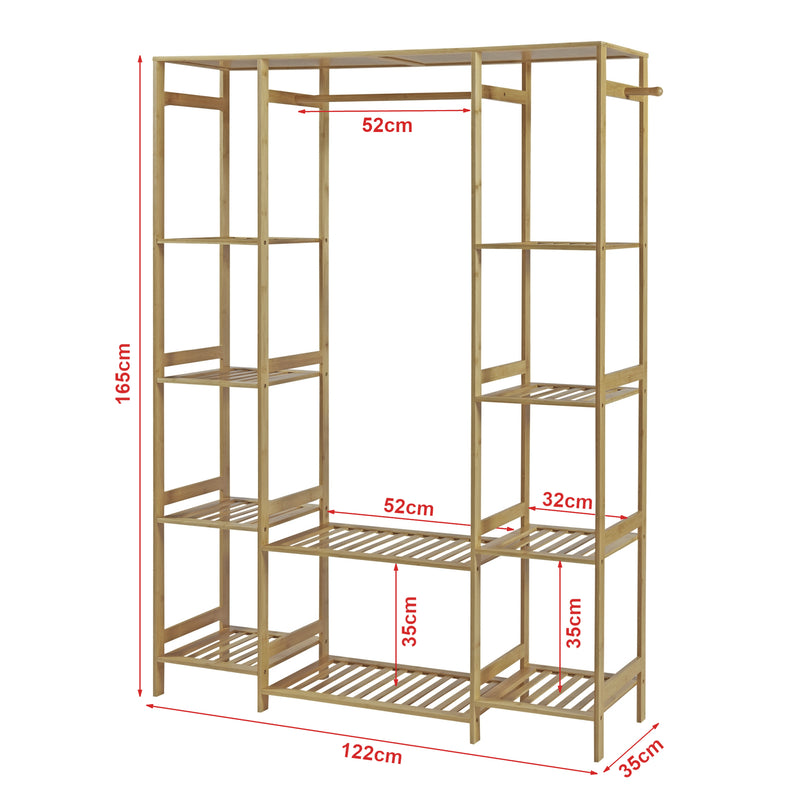 Maatschets [en.casa] Kledingkast Ilomantsi bamboe open kast 165x122x35 cm