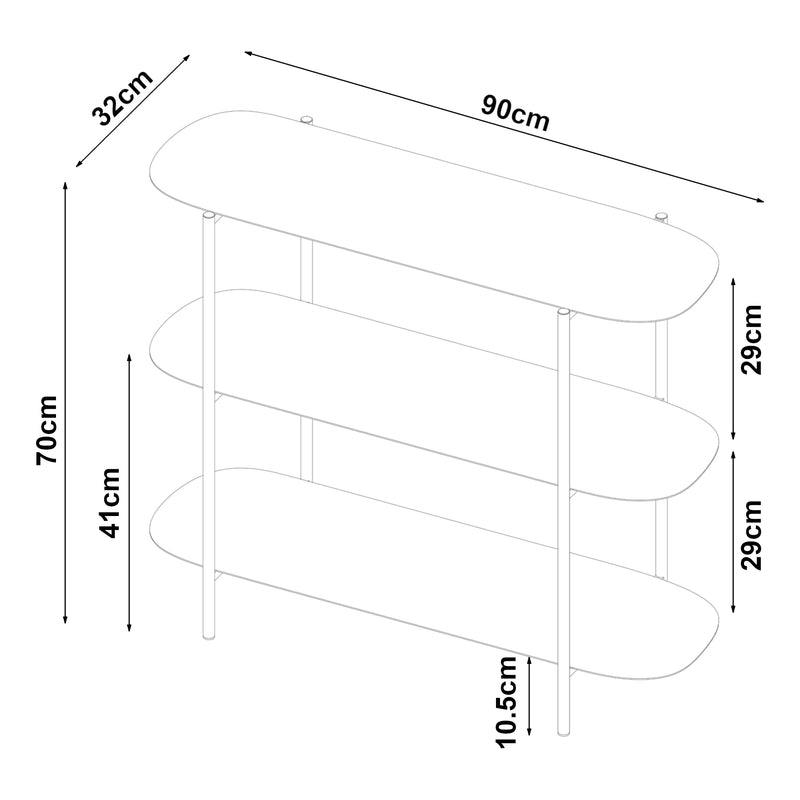 Maatschets [en.casa] Console tafel Enebakk sidetable 70x90x32 cm zwart mat