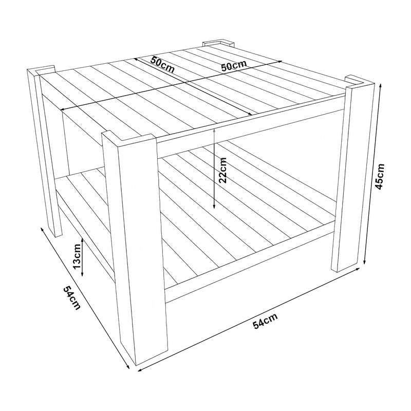 Maatschets [en.casa] Salontafel Malax 45x54x54 cm houtkleurig