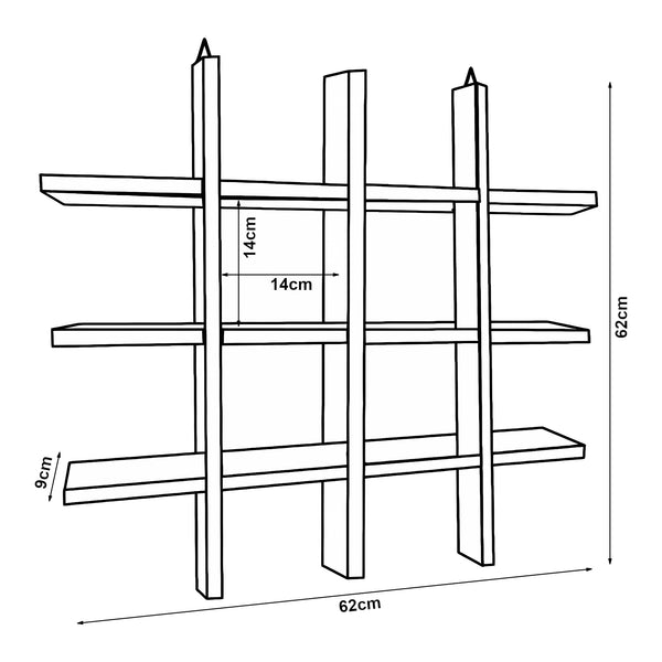 [en.casa] Wandplank Orimattila grenen 62x62x9 cm houtkleurig donker