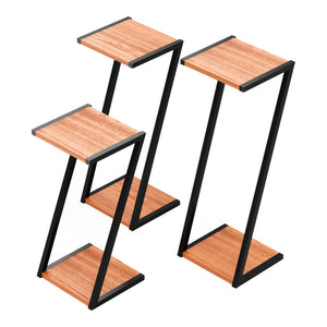 [en.casa] Bijzettafel set van 3 Hjartdal houtkleurig en zwart