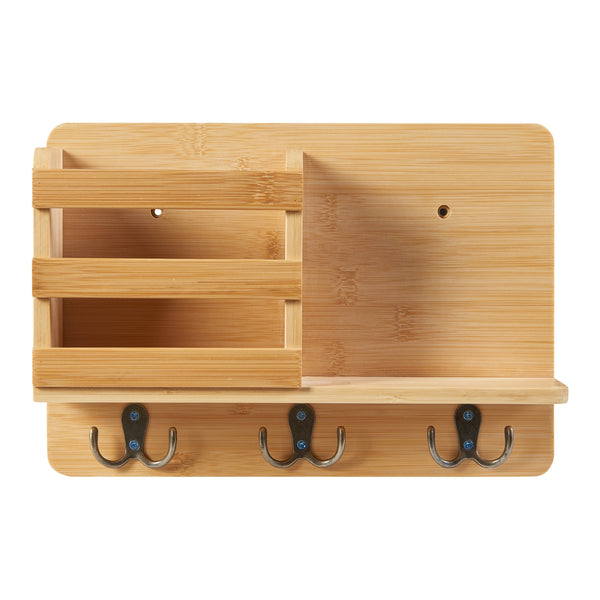 [en.casa] Wandrek Giske met plank en sleutelhouder 33x8x22 cm bamboe