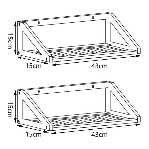 [en.casa] Wandplank set van 2 Gjerdrum 43x15x15 cm bamboe