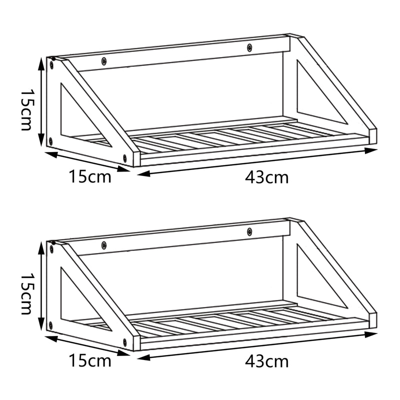 Maatschets [en.casa] Wandplank set van 2 Gjerdrum 43x15x15 cm bamboe