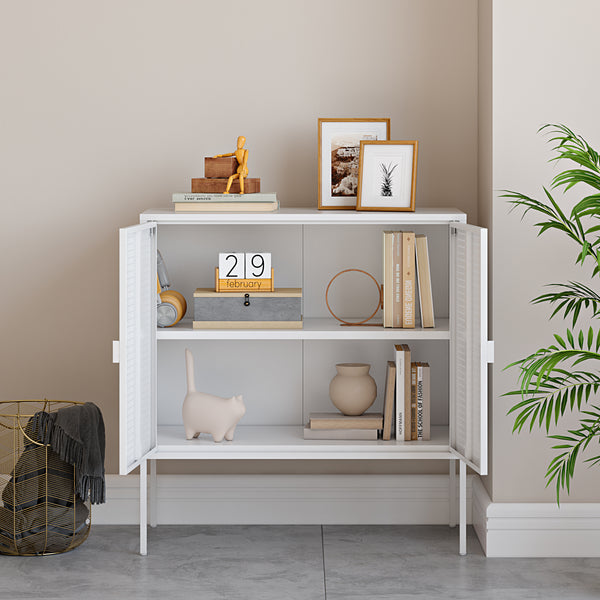 Commode Castelli 82,5x80x40 cm staal wit [en.casa]