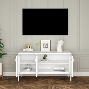 TV meubel Castelli 114x40x60 cm metaal met 3 deuren wit [en.casa]