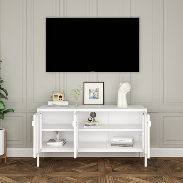 TV meubel Castelli 114x40x60 cm metaal met 3 deuren wit [en.casa]