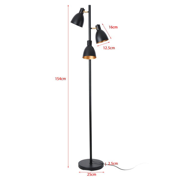 lux.pro Staande lamp Witney vloerlamp 154 cm 3xE14 zwart en goudkleurig