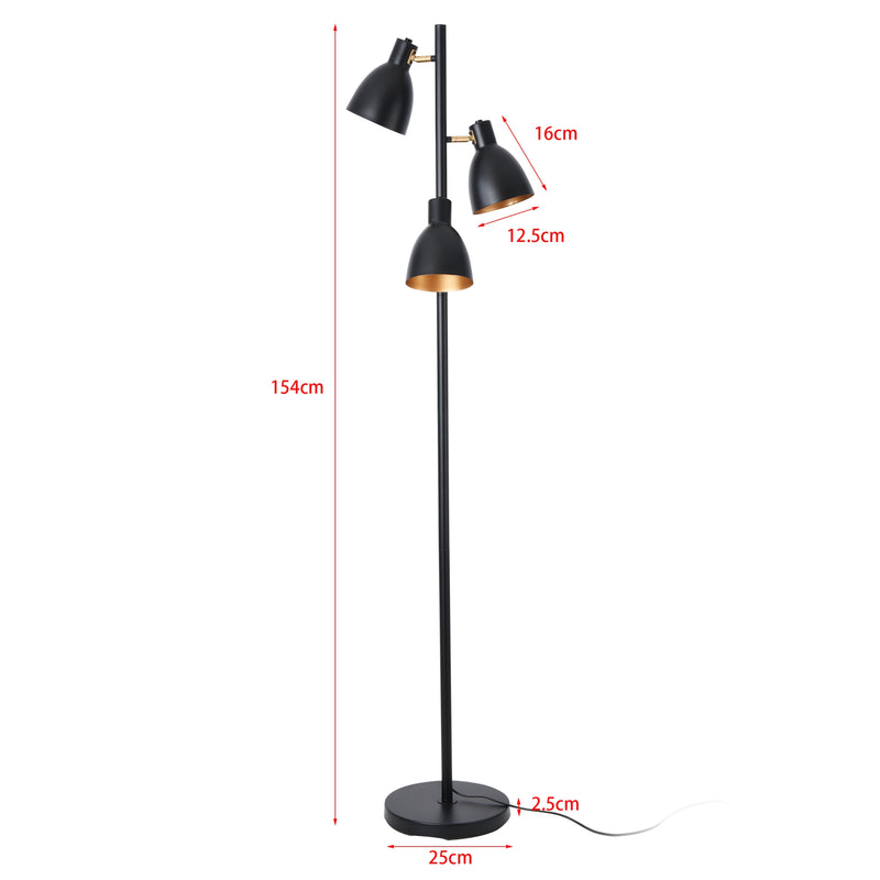 Maatschets lux.pro Staande lamp Witney vloerlamp 154 cm 3xE14 zwart en goudkleurig