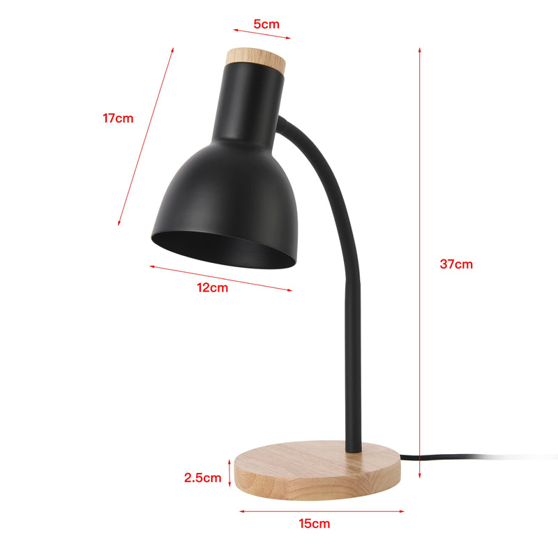 Maatschets lux.pro Tafellamp Woodley bureaulamp 37 cm houtkleurig en zwart E14