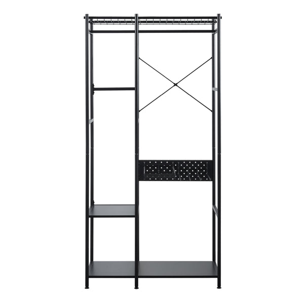 [en.casa] Kledingkast Brønnøy open kast 182x90x46 cm zwart