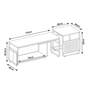 [en.casa] TV meubel met bijzettafel Dyrøy wit eikenkleurig en grijs