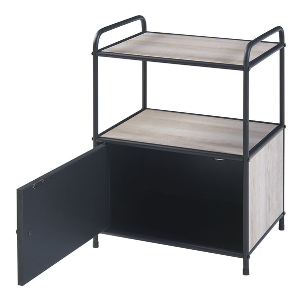 [en.casa] Nachtkast Gulen 60x43x33 cm zwart en eikenkleurig