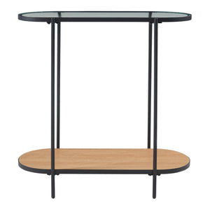 [en.casa] Console tafel Høyanger 80x80x30 cm zwart en eikenkleurig
