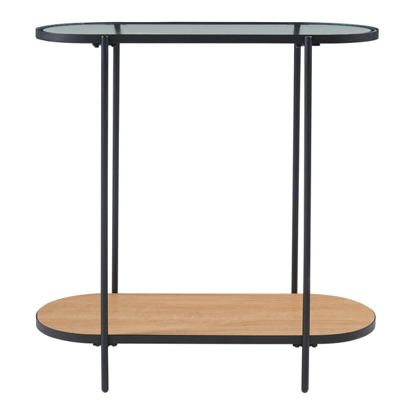 [en.casa] Console tafel Høyanger 80x80x30 cm zwart en eikenkleurig