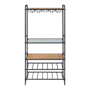 [en.casa] Wijnrek Hustadvika voor 14 flessen 120x61x33 cm zwart en eikenkleurig