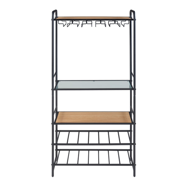 [en.casa] Wijnrek Hustadvika voor 14 flessen 120x61x33 cm zwart en eikenkleurig