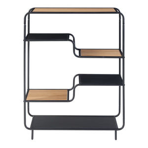 [en.casa] Open kast met planken Kristiansand 101x80x30 cm zwart en eikenkleurig