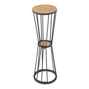 [en.casa] Plantenstandaard Fossbergom rond 62xØ20 cm zwart en eikenkleurig