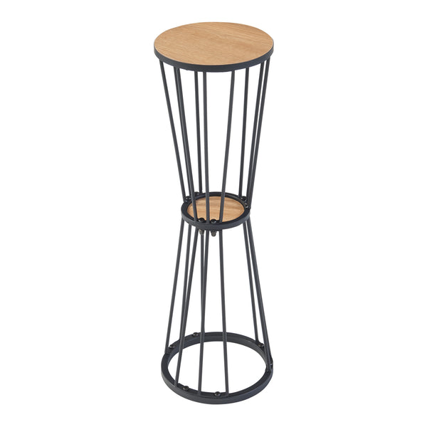[en.casa] Plantenstandaard Fossbergom rond 62xØ20 cm zwart en eikenkleurig