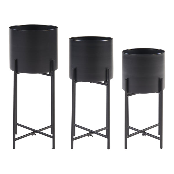 [en.casa] Plantenstandaard Orsa set van 3 zwart