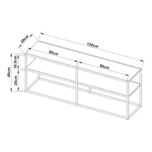 TV meubel Solund staal 120x30x46 cm zwart [en.casa]
