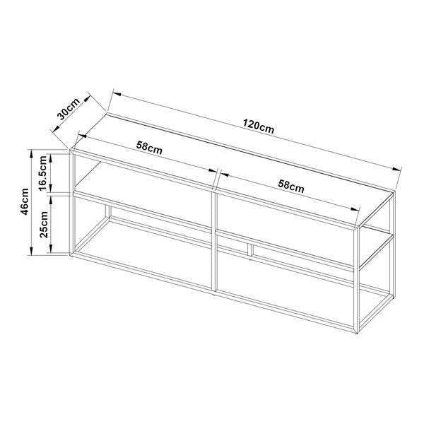 TV meubel Solund staal 120x30x46 cm zwart [en.casa]