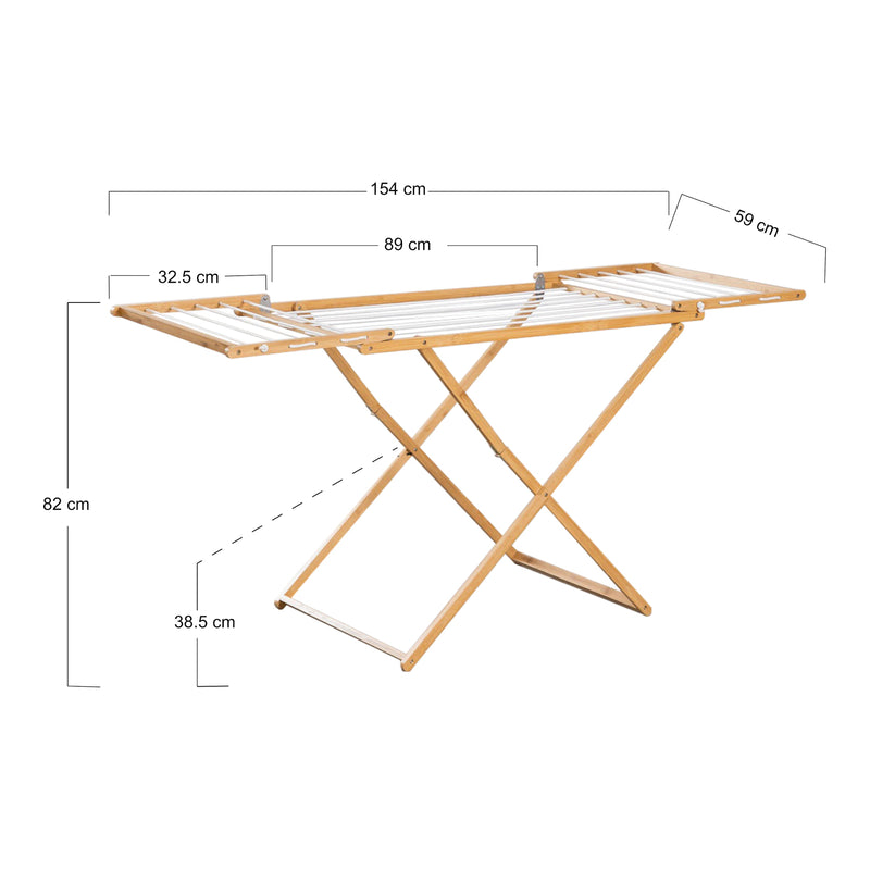 Maatschets Droogrek Fakala wasrek staand inklapbaar 154x59x82 cm naturel en wit [en.casa]