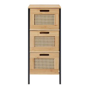 Commode Tervola ladekast 72x30x30 cm zwart naturel en rotan look [en.casa]