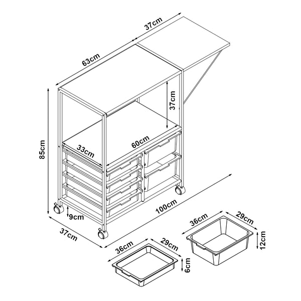 [en.casa] Keukentrolley Sørfold 100x37x85 cm wit