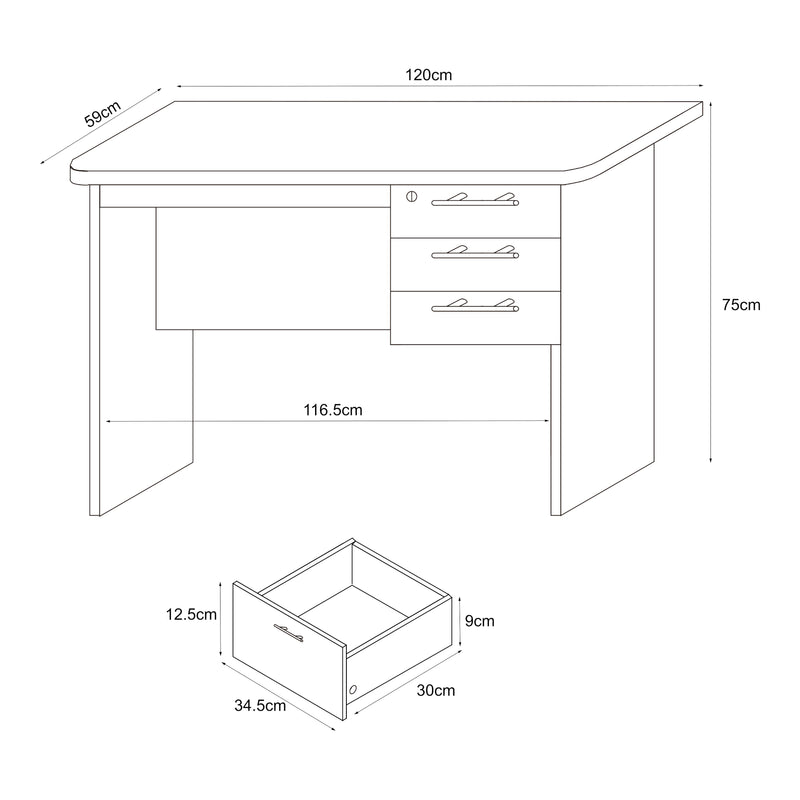 Maatschets Bureau Ragunda 120x59x75 cm houtkleurig donker [en.casa]