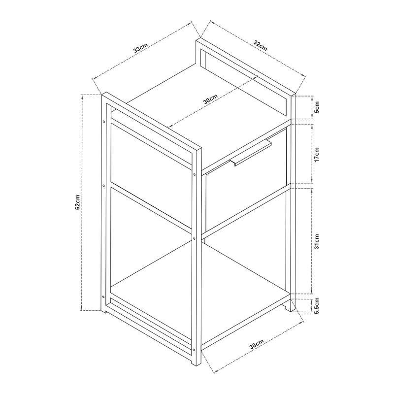 Maatschets Bijzettafel Namsskogan 62x33x32 cm walnootkleurig en zwart [en.casa]