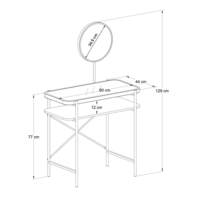 Maatschets Kaptafel Hjelmeland met spiegel 129x80x44 cm zwart [en.casa]