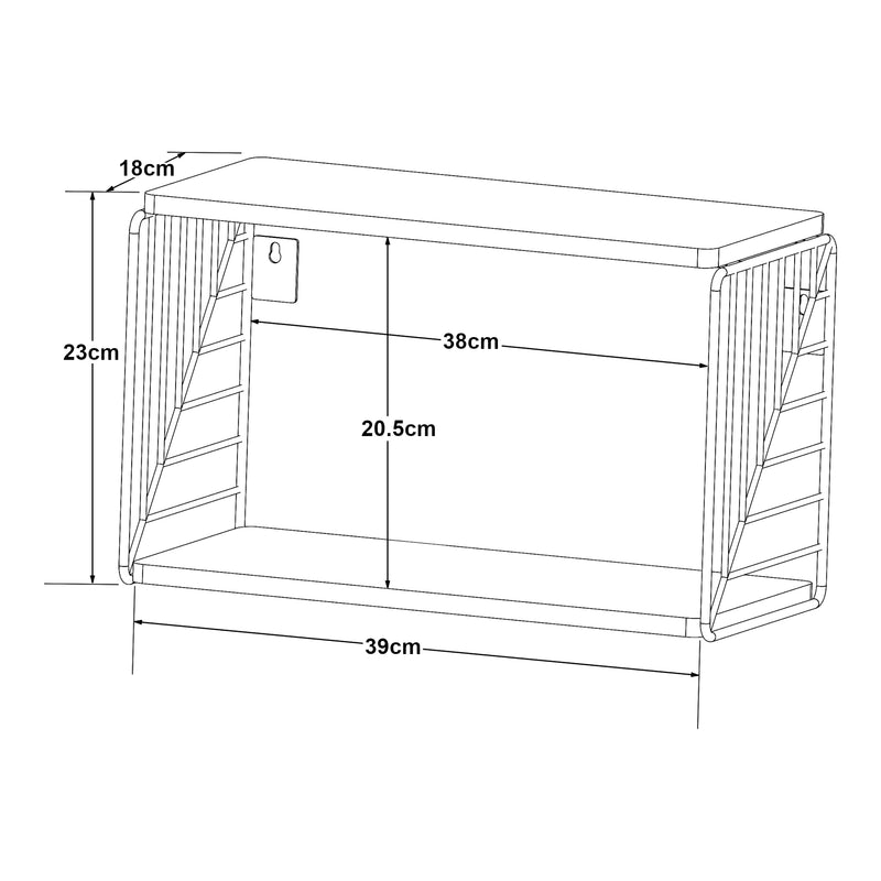 Maatschets Wandrek Moss 39x18x23 cm zwart en wit [en.casa]