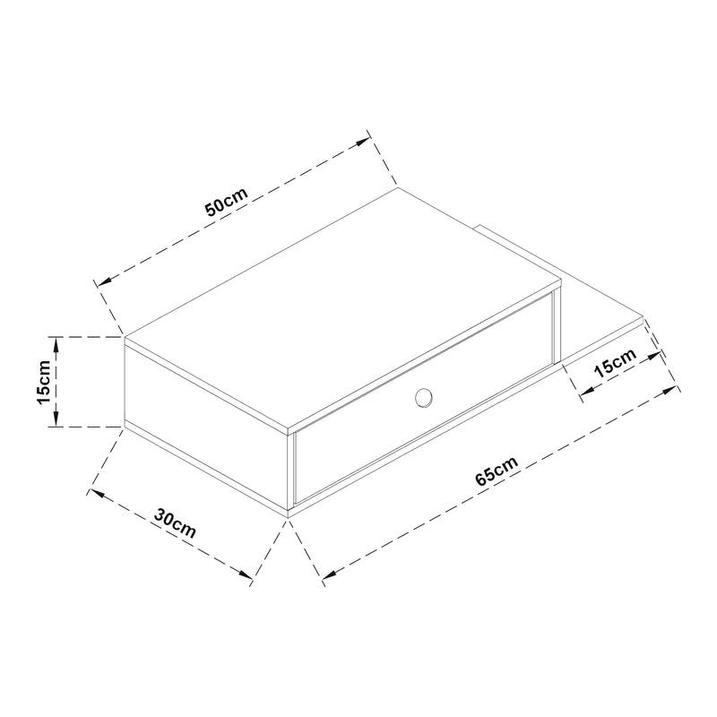Maatschets Wandplank Stor met lade 65x30x15 cm zwart [en.casa]