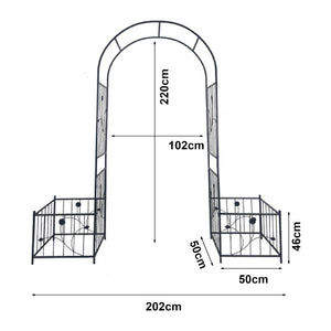 Pergola Barisciano met 2 plantenbakken 220x202x50 cm zwart casa.pro