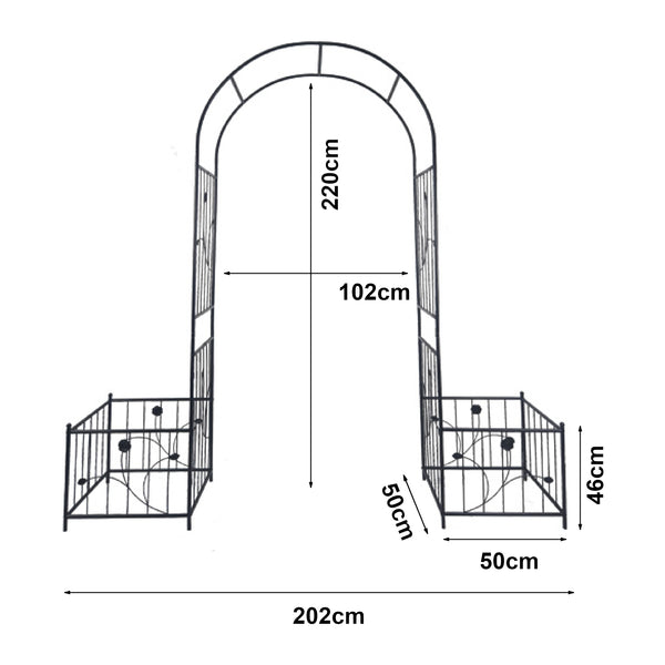 Pergola Barisciano met 2 plantenbakken 220x202x50 cm zwart casa.pro
