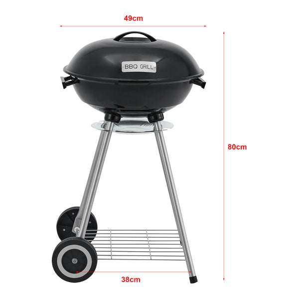 Houtskool BBQ Apricena rond met deksel 80x49x47 cm zwart casa.pro