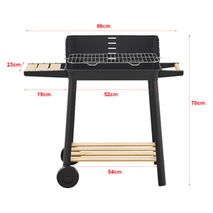 Houtskool BBQ Ari met zijpanelen 78x86x30 cm zwart en houtkleurig casa.pro