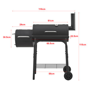 Smoker barbecue Arielli 115x110x64 cm zwart casa.pro
