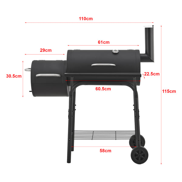 Smoker barbecue Arielli 115x110x64 cm zwart casa.pro