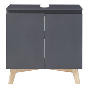 Wastafelonderkast Overath 60x60x30 cm grijs en houtkleurig [en.casa]