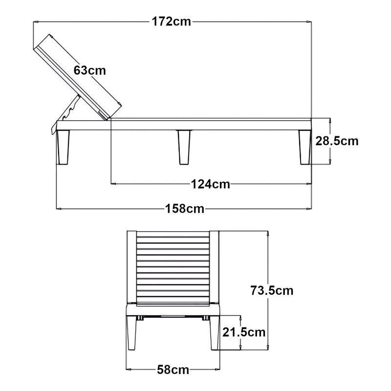 Maatschets Ligbed Ateleta 172x58x73,5 cm zwart gestructureerd casa.pro