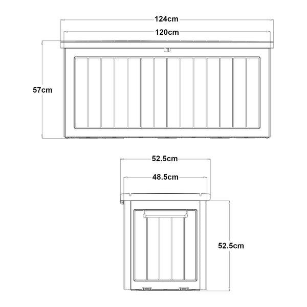 Tuin opbergbox Filetto 124x52,5x57 cm beige en houtkleurig casa.pro