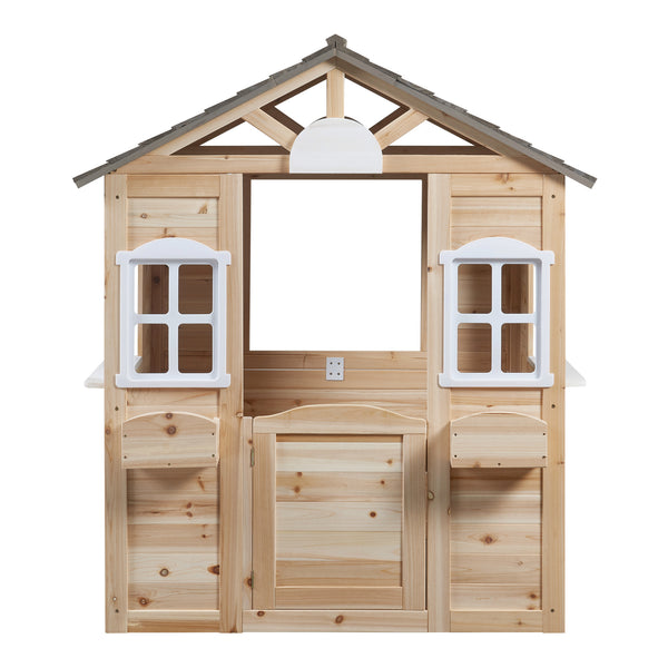 Houten speelhuis Acciano 131x113x97 cm naturel en grijs casa.pro