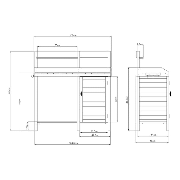 Tuinwerktafel Alessano oppottafel 110x107x46 cm naturel casa.pro