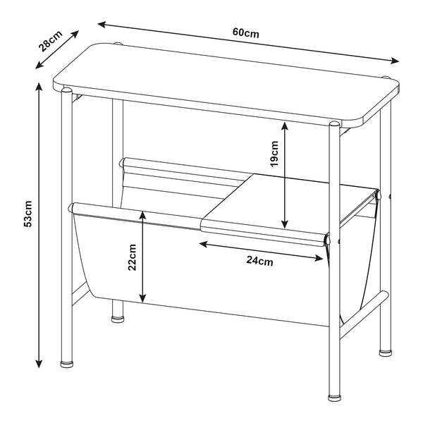 Bijzettafel Samnanger 60x28x53 cm zwart en grijs [en.casa]