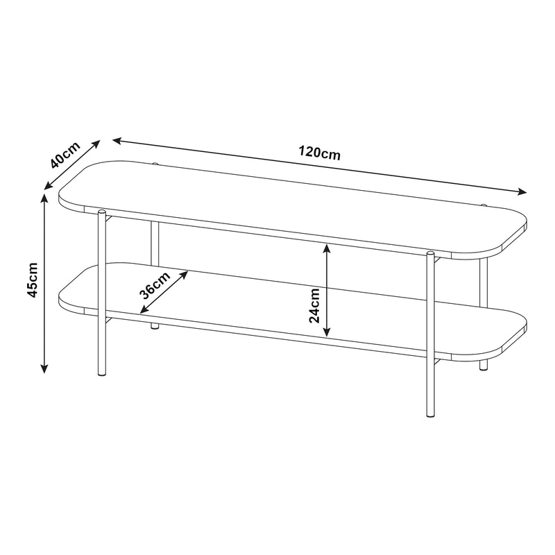 Maatschets TV meubel Samnanger met plank 120x40x45 cm zwart [en.casa]