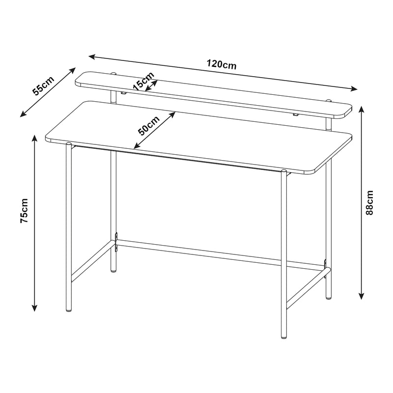 Maatschets Bureau Samnanger 120x55x88 cm zwart [en.casa]